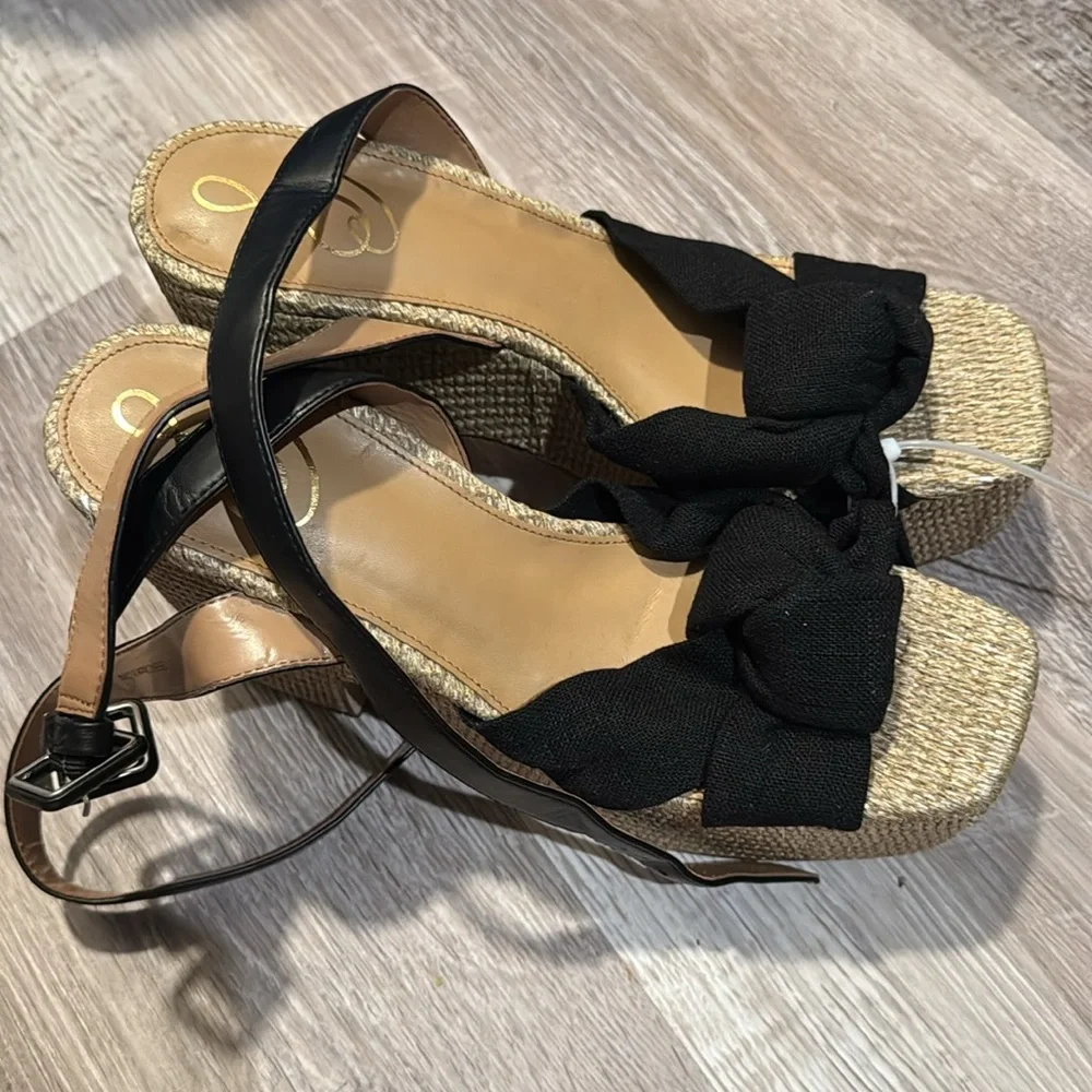Sam Edelman Black Knotted Espadrille Platform Heels NWOT - Picture 12 of 15